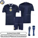 Scotland World Cup Home Men and Kids Kit 2026-over view with socks