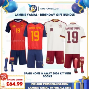 Spain home and away kids kits 2026- LAMINE YAMAL 19
