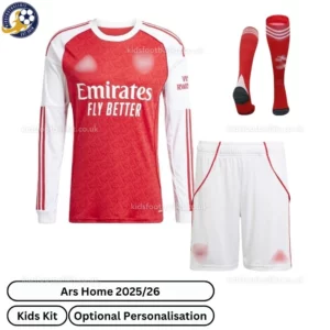 ar-snl-Home-Kids-Football-Kit-2025_26-Long-Sleeve-front-view-with-socks-r