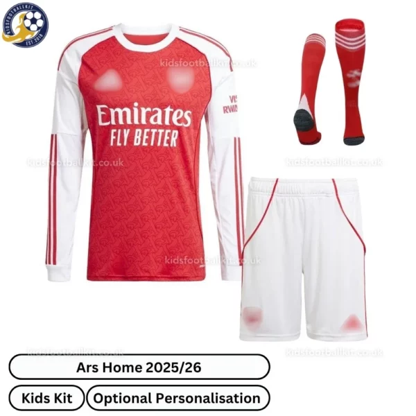 ar-snl-Home-Kids-Football-Kit-2025_26-Long-Sleeve-front-view-with-socks-r