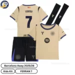 Barcelona Away Kids Kit 25_26-over view-FERRAN 7