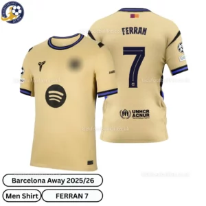 Barcelona Away Men Shirt 25_26-over view-FERRAN 7