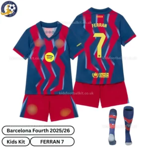 Barcelona Fourth Kids Kit 25_26-over view-FERRAN 7