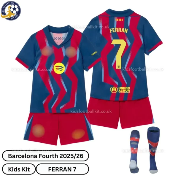 Barcelona Fourth Kids Kit 25_26-over view-FERRAN 7