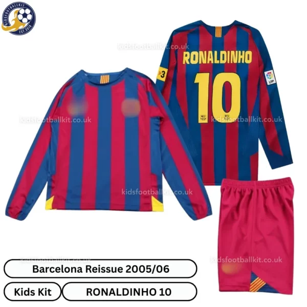 Barcelona Reissue Kids Kit 2005_06-front view-RONALDINHO 10