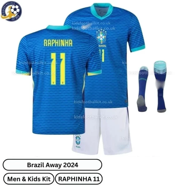 Brazil-Away-Kids-Football-Kit-2024_25-–-RAPHINHA-11-With-Socks-r
