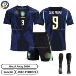 Brazil Away Kids Kit 2026-over view with socks-João Pedro 9