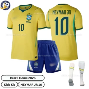 Brazil Home Kids Kit 2026-NEYMAR JR 10-over view