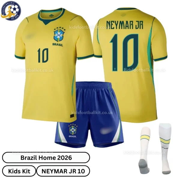 Brazil Home Kids Kit 2026-NEYMAR JR 10-over view