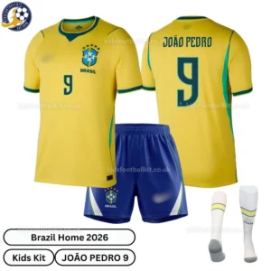 Brazil Home Kids Kit 2026-over view with socks-João Pedro 9