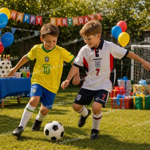 Brazil and england home kids kit ronaldinho 10 and beckham 7