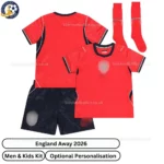 England Away Men and Kids Kit 2026-over view with socks