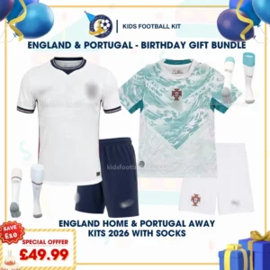 England Home and Portugal Away kids kits 2026
