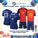 FRANCE and SPAIN HOME WOMEN SHIRT and KIDS KIT 2026-KANTE 13 & LAMINE YAMAL 19