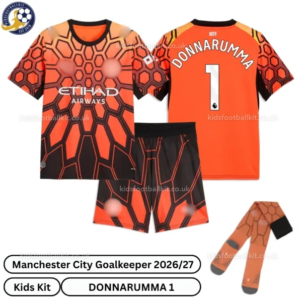 Manchester City Goalkeeper Kids Kit 26_27-over view-DONNARUMMA 1