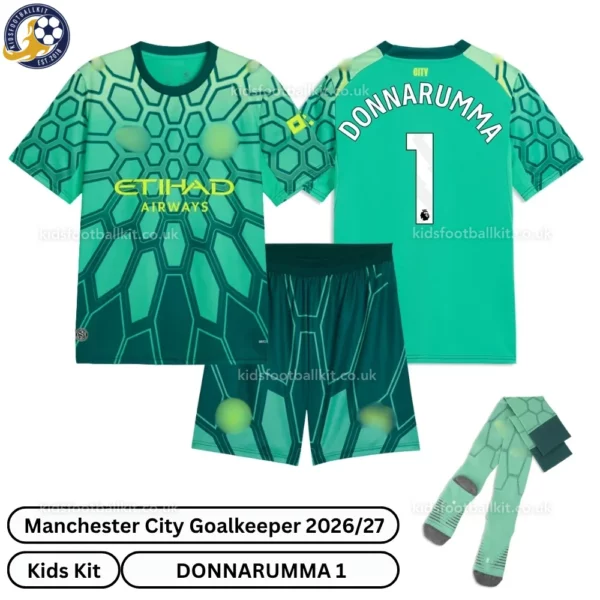 Manchester City Goalkeeper Kids Kit 26_27-over view-green-DONNARUMMA 1