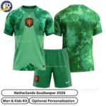 Netherlands Goalkeeper Men and Kids Kit 2026-over view-green
