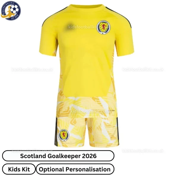 Scotland Goalkeeper Kids Kit 2026-front view