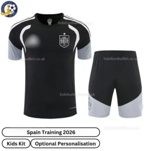 Spain Training Kids Kit 2026-front view-black