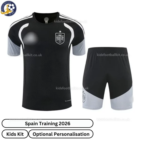 Spain Training Kids Kit 2026-front view-black