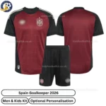 Spain goalkeeper men and kids kit 2026-over view-red