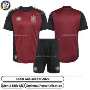 Spain goalkeeper men and kids kit 2026-over view-red