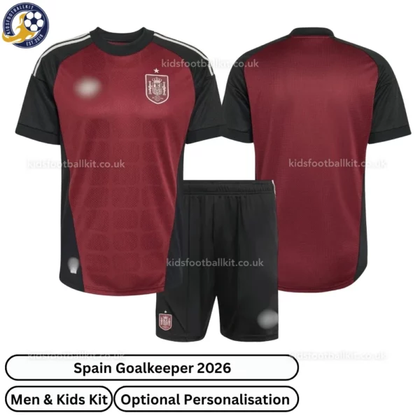 Spain goalkeeper men and kids kit 2026-over view-red
