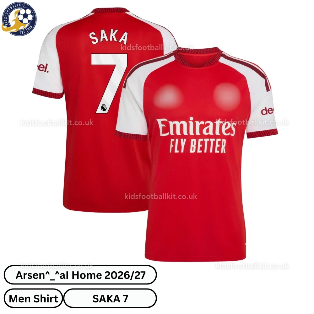 North London Red Home Men Football Shirt 2026/27 – SAKA 7