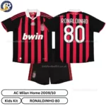 AC Milan Home Kids Kit 2009_10-over view-RONALDINHO 80