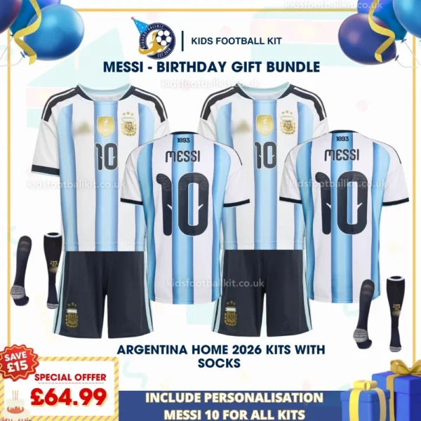 Argentina Home Kids Kits 2026 - MESSI 10