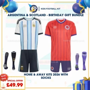 Argentina Home & Scotland Away kids kits 2026