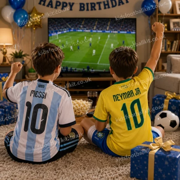 Argentina and Brazil home kids kits 2026-MESSI 10 and NEYMAR JR 10-image