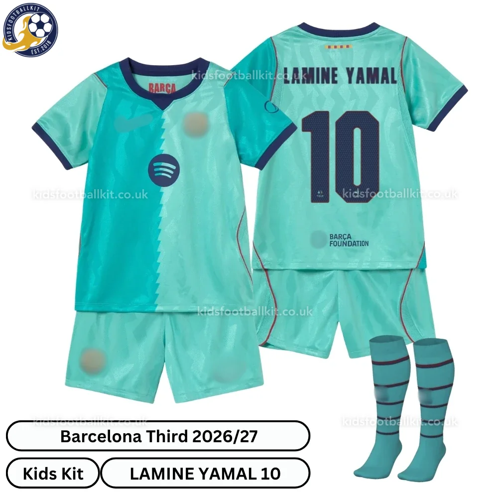 Barcelona Third Kids Football Kit 2026/27 – LAMINE YAMAL 10 (With Socks)