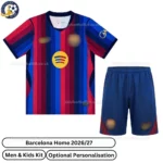Barcelona home men and kids kit 26_27f-front view