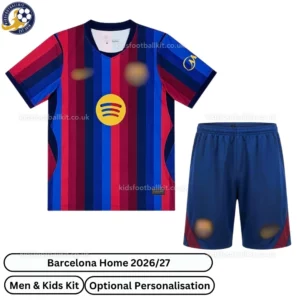 Barcelona home men and kids kit 26_27f-front view