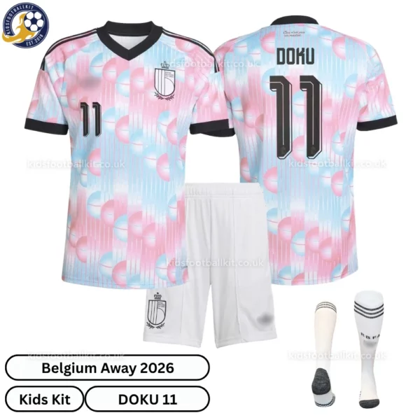Belgium Away Kids Kit 2026-DOKU 11-over view