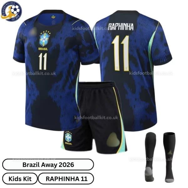 Brazil Away Kids Kit 2026 - RAPHINHA 11 -over view