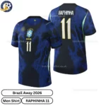 Brazil Away Men Shirt 2026 - RAPHINHA 11 -over view