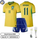 Brazil Home Kids Kit 2026 - RAPHINHA 11 -over view