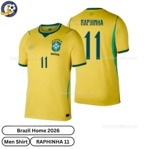 Brazil Home Men Shirt 2026 - RAPHINHA 11 -over view