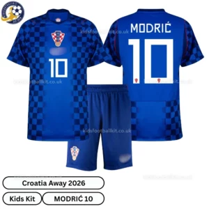Croatia Away Kids Kit 2026-over view-Modrić 10