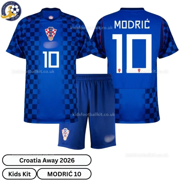 Croatia Away Kids Kit 2026-over view-Modrić 10