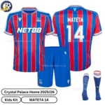 Crystal Palace Home Kids Football Kit 25_26-MATETA 14-over view with socks