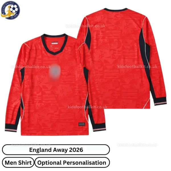 England Away Men Shirt 2026-over view-long sleeve