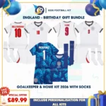 England goalkeeper and home kids kits 2026-PICKFORD 1 BELLINGHAM 10 KANE 9