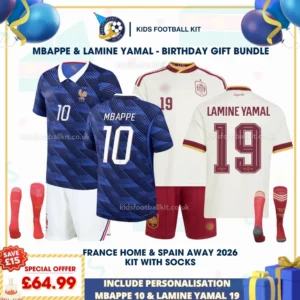 France Home & Spain Away Kids Kits 2026 - MBAPPE 10 & LAMINE YAMAL 19