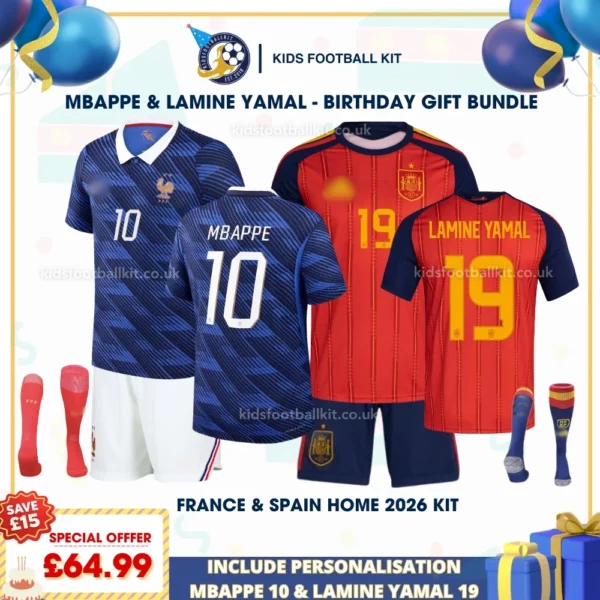 France Home & Spain Home Kids Kits 2026 - MBAPPE 10 & LAMINE YAMAL 19