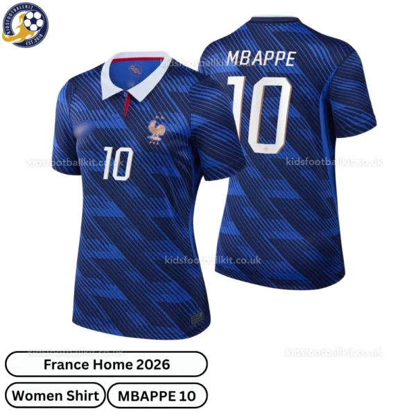 France Home women shirt 2026-over view-MBAPPE 10