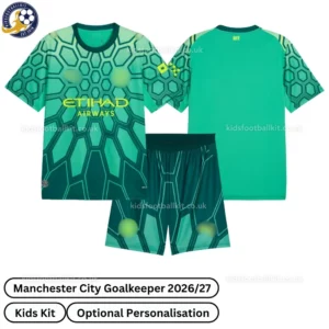 Manchester City Goalkeeper Kids Kit 26_27-over view-green