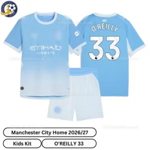 Manchester City Home Kids Kit 26_27-over view-O'REILLY 33